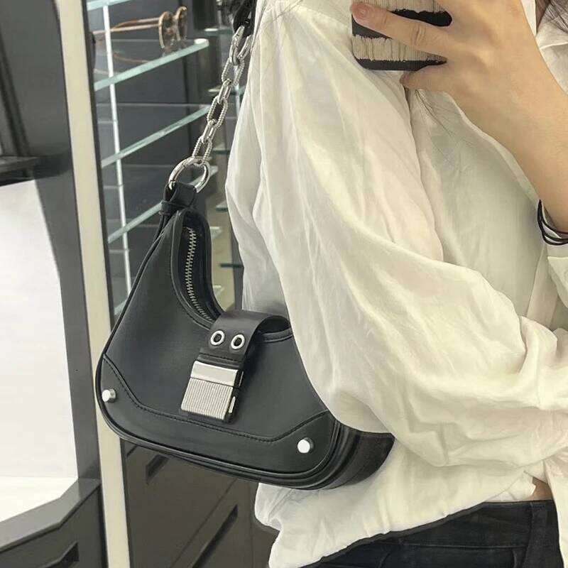 Women's Bags Designer Y2k Bags For Women Designer Handbags And Purses 2023 New In PU Sequined Lock Rivet Decoration Small Underarm Shoulder Bag