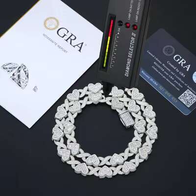 Unisex High Quality VVS1 Moissanite Heart Shape Necklace 925 Sterling Silver Hip Hop Jewelry for Men