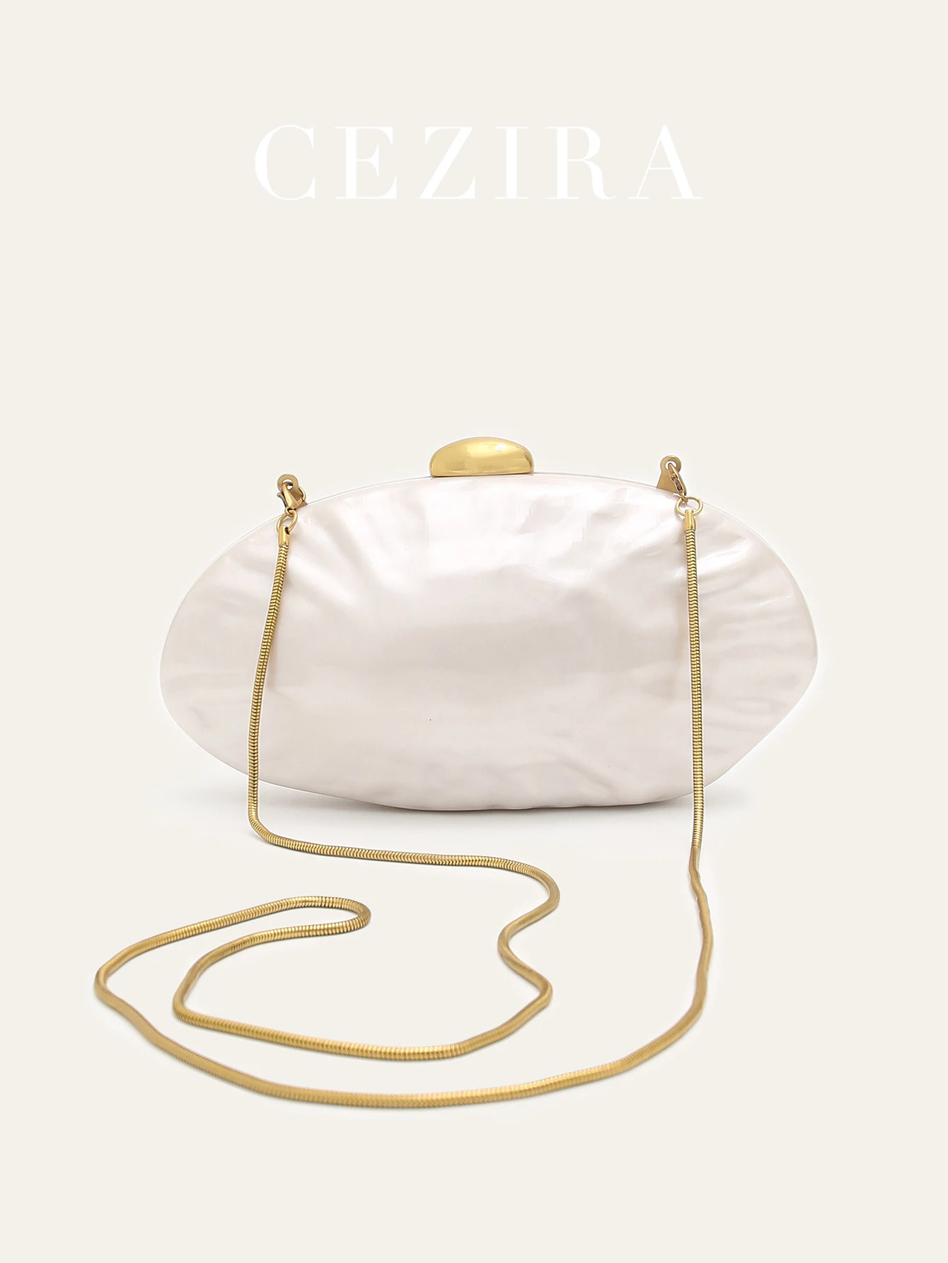 Women Fashion Elegant Acrylic Shell Shaped Clutch Handbag Long Chain Cross body Evening Bag Date Dinner Banquet Gift Bride Purse 250614