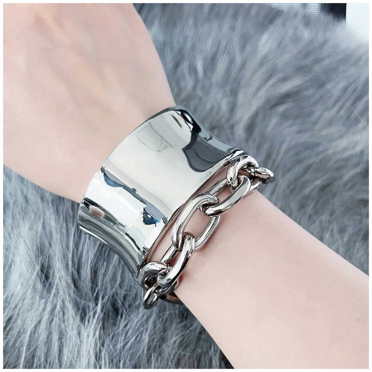 Minimalist Punk Cuff Bangles Vintage Punk Chunky Metal Gold Silver Color Geometric Bangles Women Hip Hop Jewelry Gifts Z250616