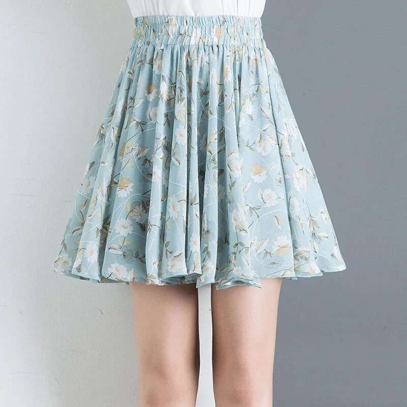 Floral Womens Skirt Chiffon Midi Skirts for Woman Stylish Aesthetic Vintage Summer 2024 Harajuku Streetwear Trend Y2k V Clothes