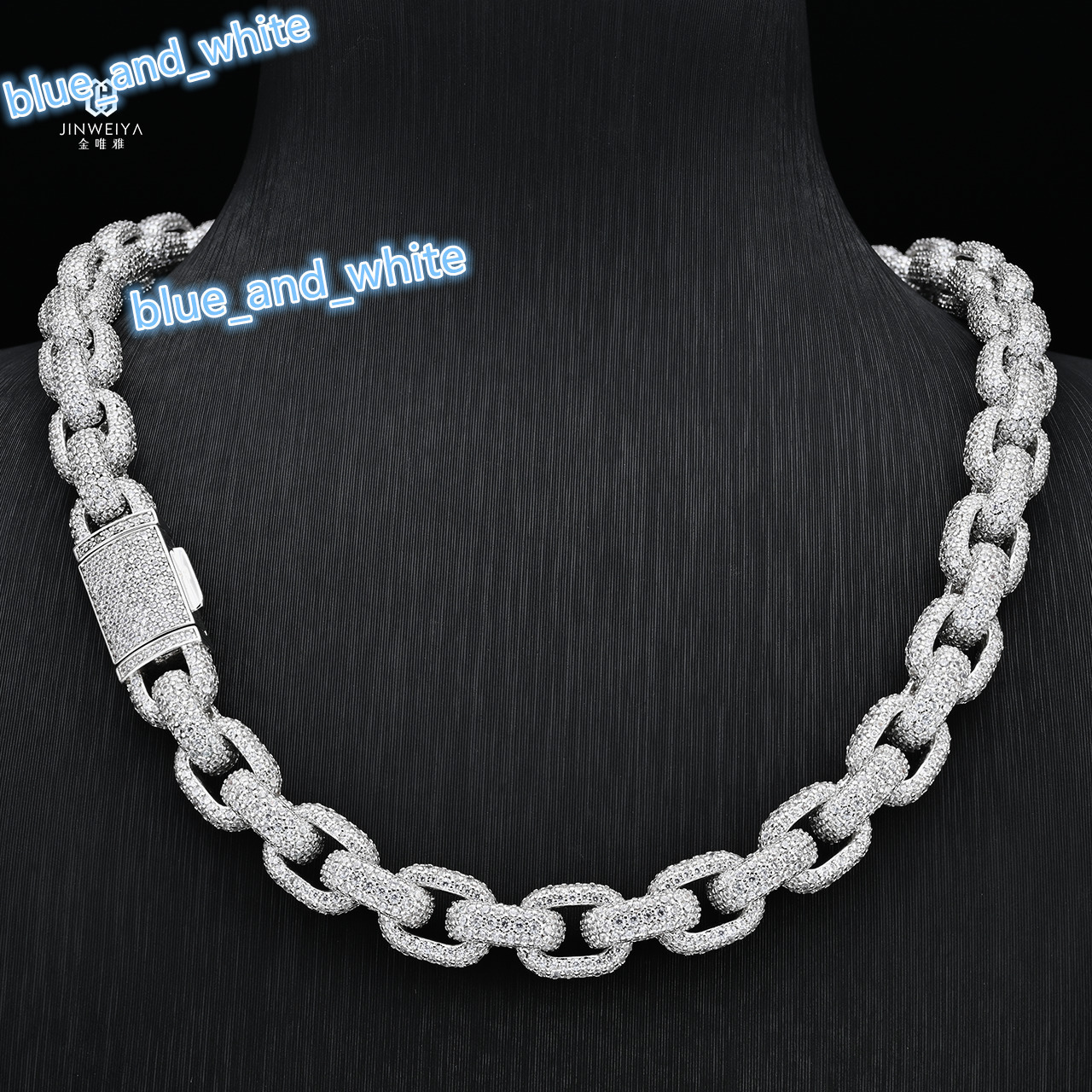 NEW Iced Out Bling Silver Plated Hip Hop Men Boy Fashion Jewelry 10mm 5A Moissanite Big Heavy Rectangle Necklace