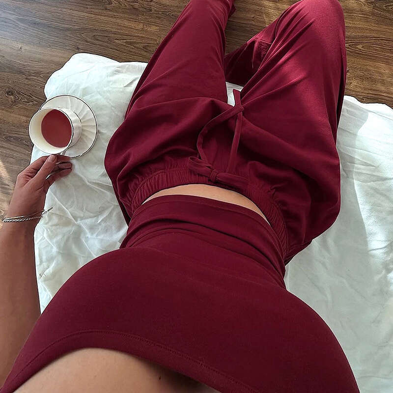 Women's Spring Summer Square Neck Strap Backless High Waist Elastic Drawstring Wide Leg Loose Set 2025 New Casual Versatile Fashion Clothing