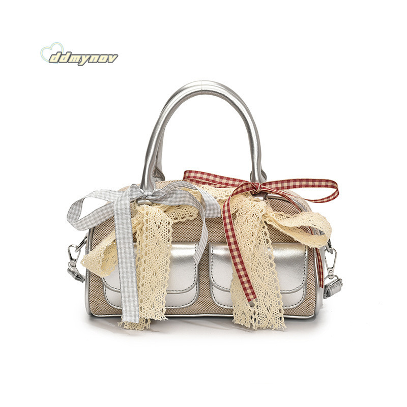 Korean INS Style Double Pocket Handbag for Women 2025 Spring Fashion Versatile Crossbody Boston Bag ddmynov ddmynov