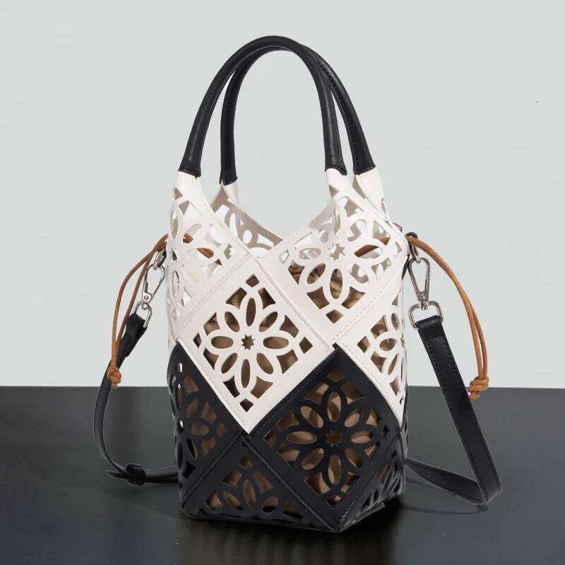 Women's Bags Designer Chinese Style Mini Bucket Bags For Women Designer Handbags Purses New In PU Hollow Flower With Inner Pocket Shoulder