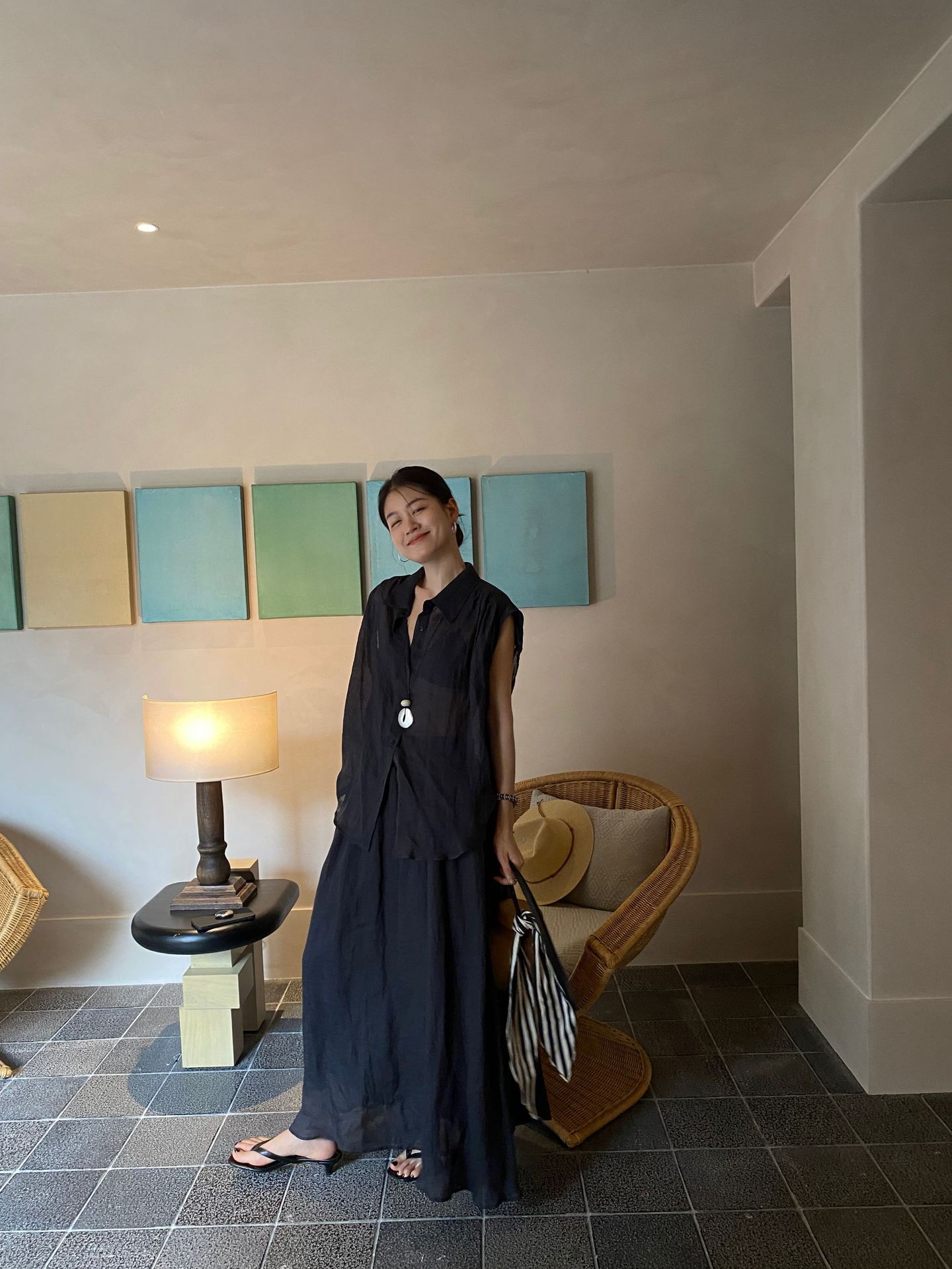 XR187 Summer simple large swing elastic high waist skirt Korean loose casual versatile leisure