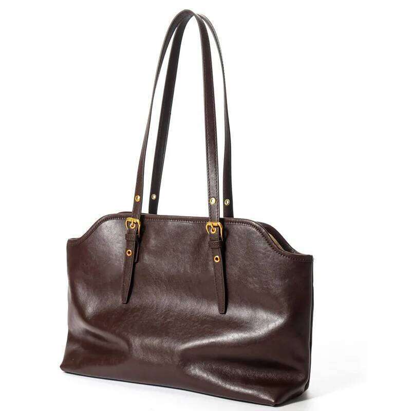 Genuine Leather Bags Ladies 2025 New Casual Tote Female Retro Mom Handbag Popular Soft Cowhide Underarm Shoulder Bag