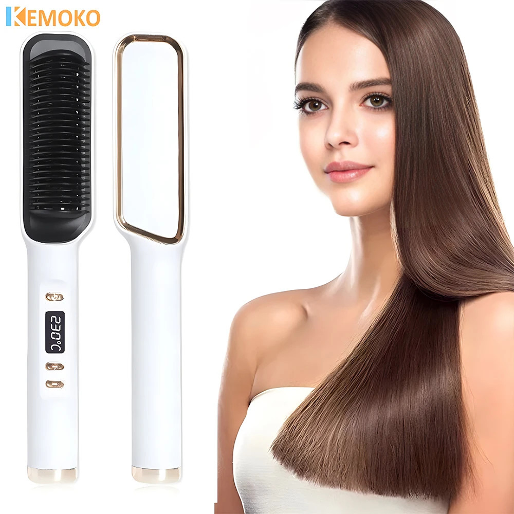 Hair Straightener Brush Heating Comb Electric Straightening Curly Multifunctional Iron Curler 250606