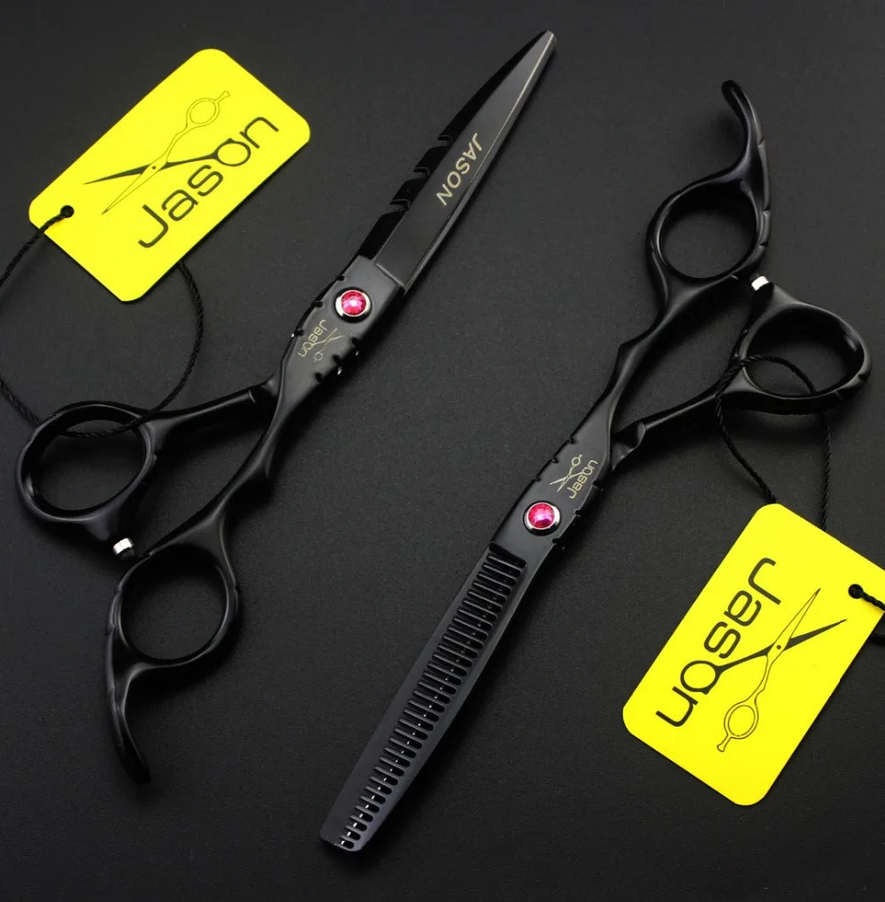 Hairdressing Scissors 6 Jason Black Japan 440C Barber Shop Hair Cutting Scissors Thinning Shears Hair Scissors 321# 250611