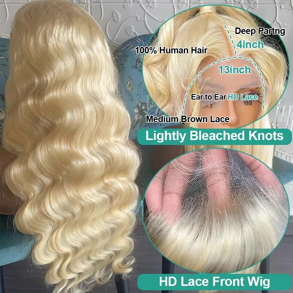 300% HD 13x6 30 40 Inch 613 Blonde Body Water Wave Lace Front Human Hair Wigs 13x4 Lace Frontal Transparent Brazilian Remy Wig Synthetic Wig