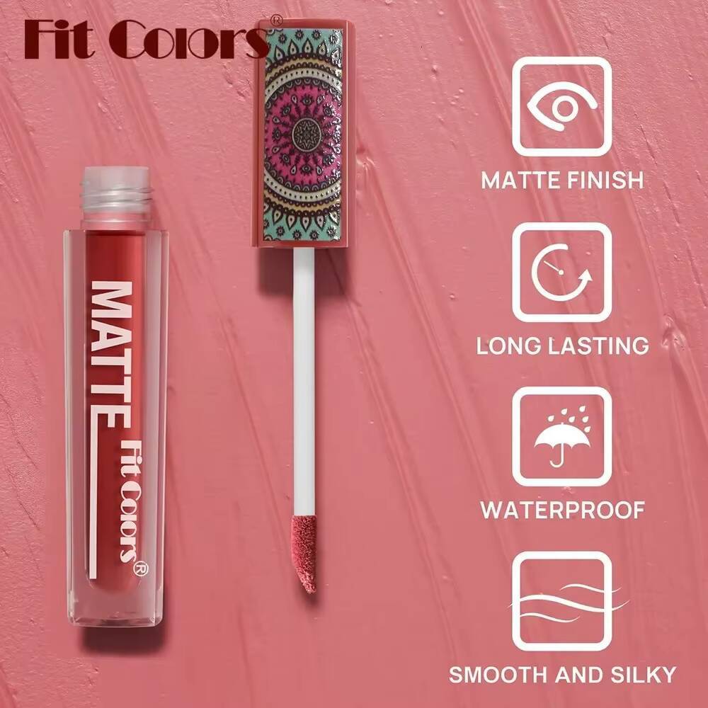 Earth Brown Matte Lipstick Waterproof Velvet Liquid Gloss Bohemian Pattern Quick Dry Not Easy Fade High Pigment Lip Stain happy