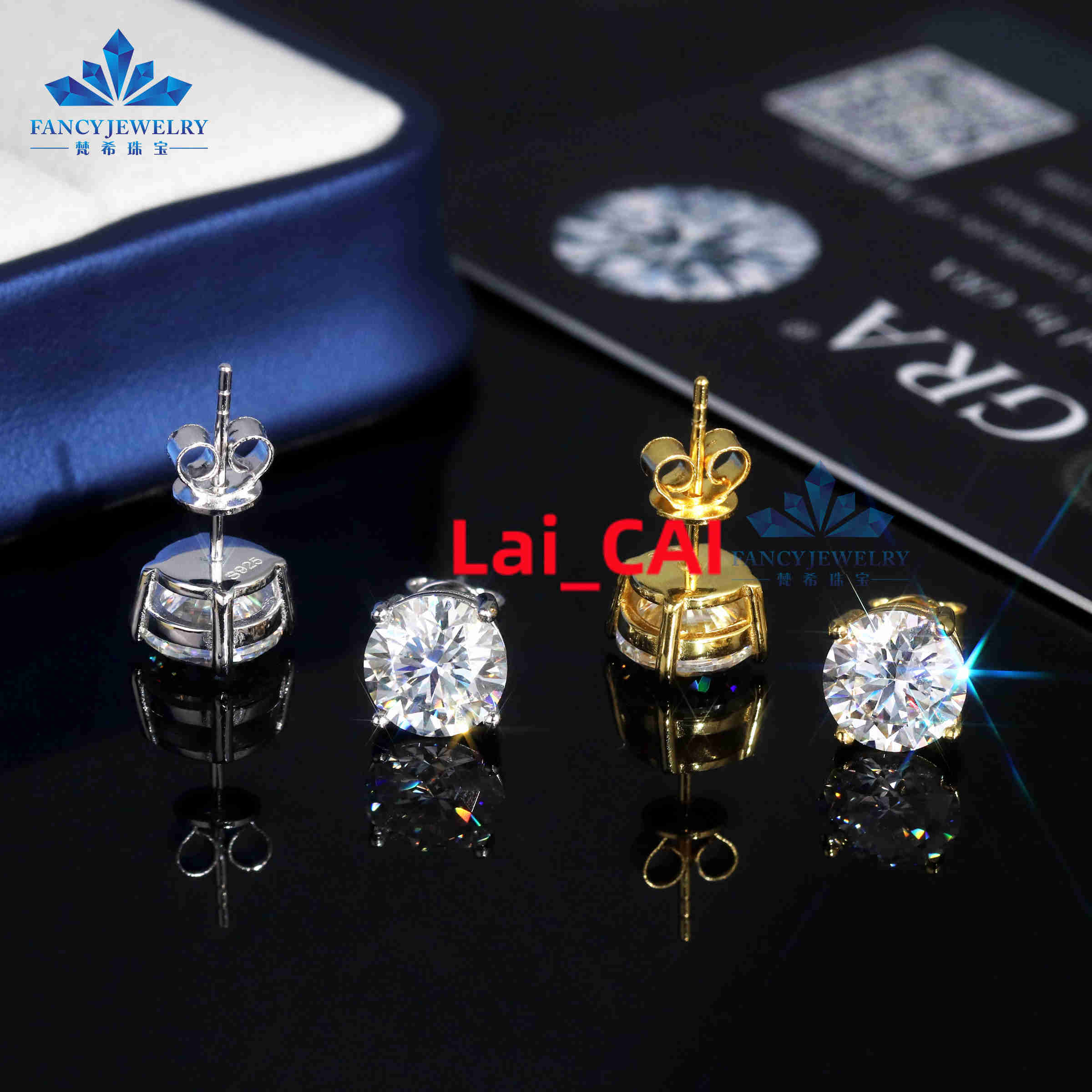 Wholesale VVS Moissanite Earring 0.5ct 1ct 2ct White Diamond 925 Sterling Silver Moissanite Stud Hip Hop Solitaire Earrings