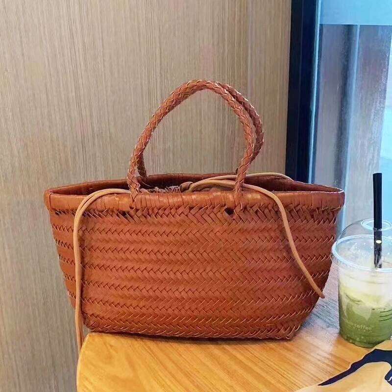 Women's Bags Designer Vintage Tote Bags For Women Designer Handbag And Purse 2023 New In PU Cross Weave Design Top Handle With Inner Bag Medium