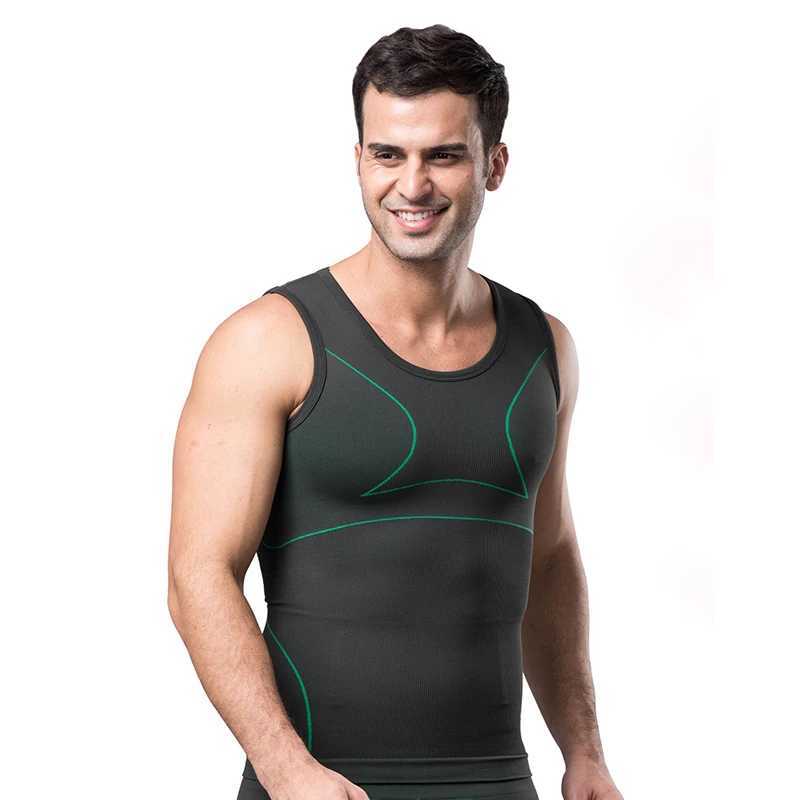 Men Bamboo Shapers Strength Belly Tops Slimming Chest Vest Compression Body Seamless W250616