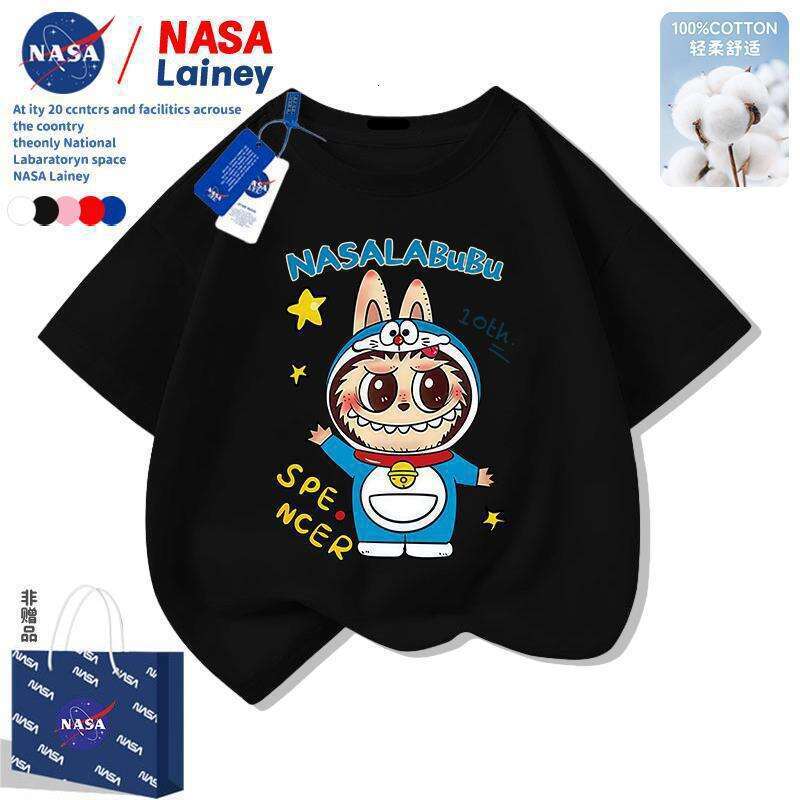 NASA Short Sleeve Unisex Children's Clothing Labubu Summer New Cartoon T-Shirt Cute Versatile Top