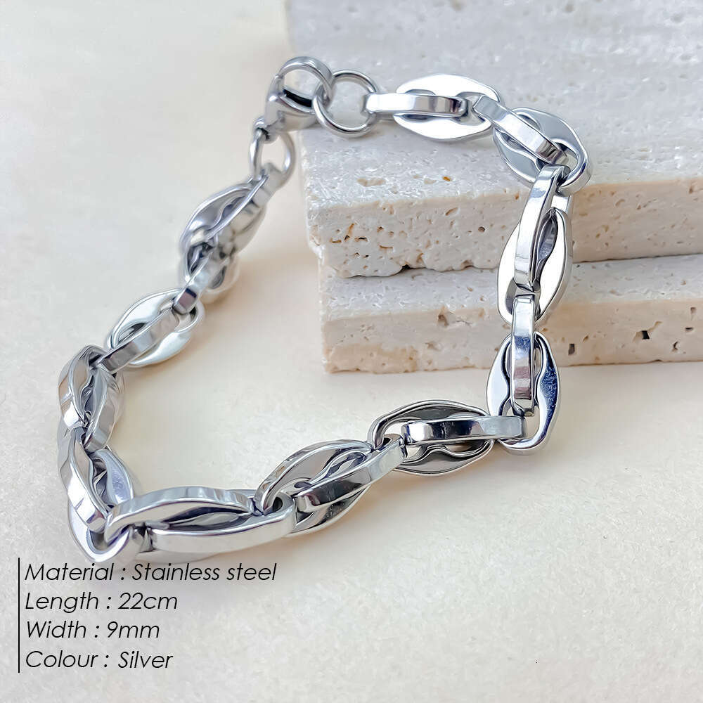 eManco Fashion Personality Simple Double Buckle Rhombus Trendy Hip-Hop Vacuum Plated Bracelet