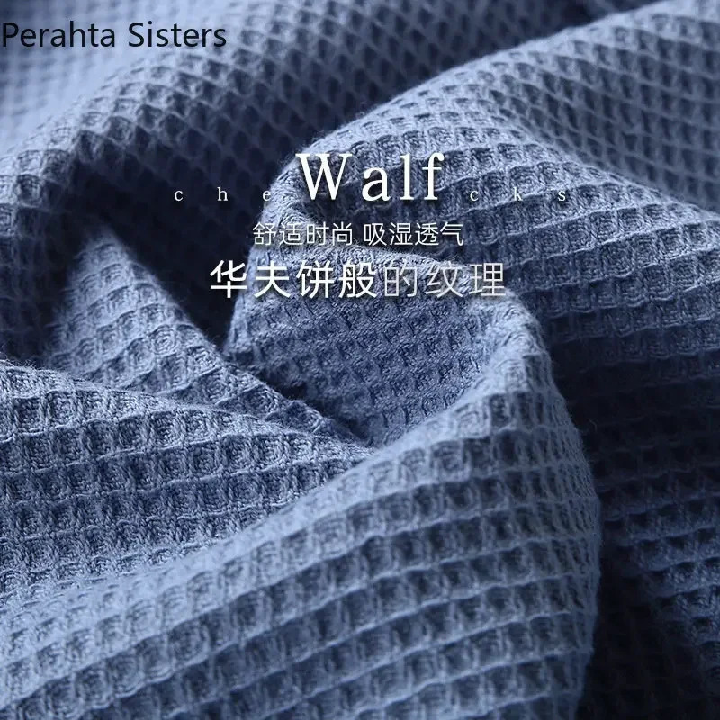 High Quality el Home Waffle Bathrobe For Men Pure Cotton Embroidered Lapel Absent Bath Robe Mens Solid Color Dressing Gown 250614