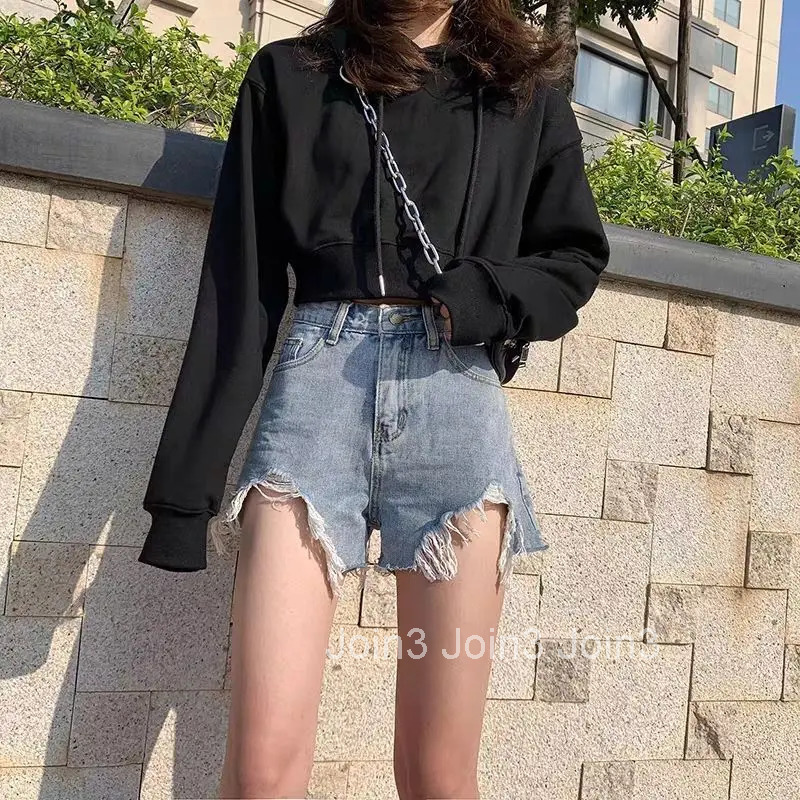 Womens Shorts Blue Short Pants For Woman To Wear Denim Wide Jeans Cotton Luxury Trend 2025 Aesthetic Outfits Clothes Elasticty