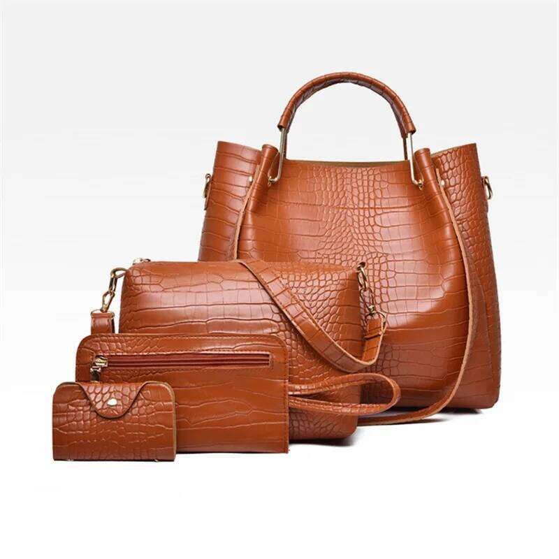 Women Fashion Crocodile Pattern Handbags Large Capacity Work Tote Bag Crossbody Purse Wallet Set for Travel, Beach, Shopping