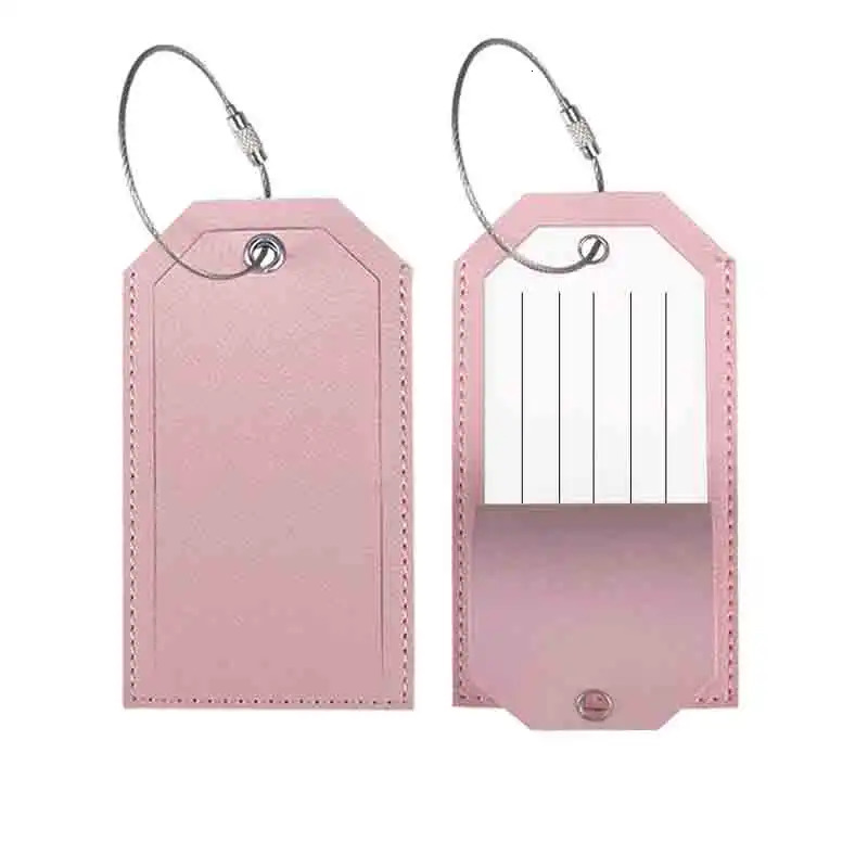 Women Men Luggage Tags for Suitcases Travel Accessories Fashion Solid Color PU Leather Suitcase Bag Label Tag Name ID Address 250616