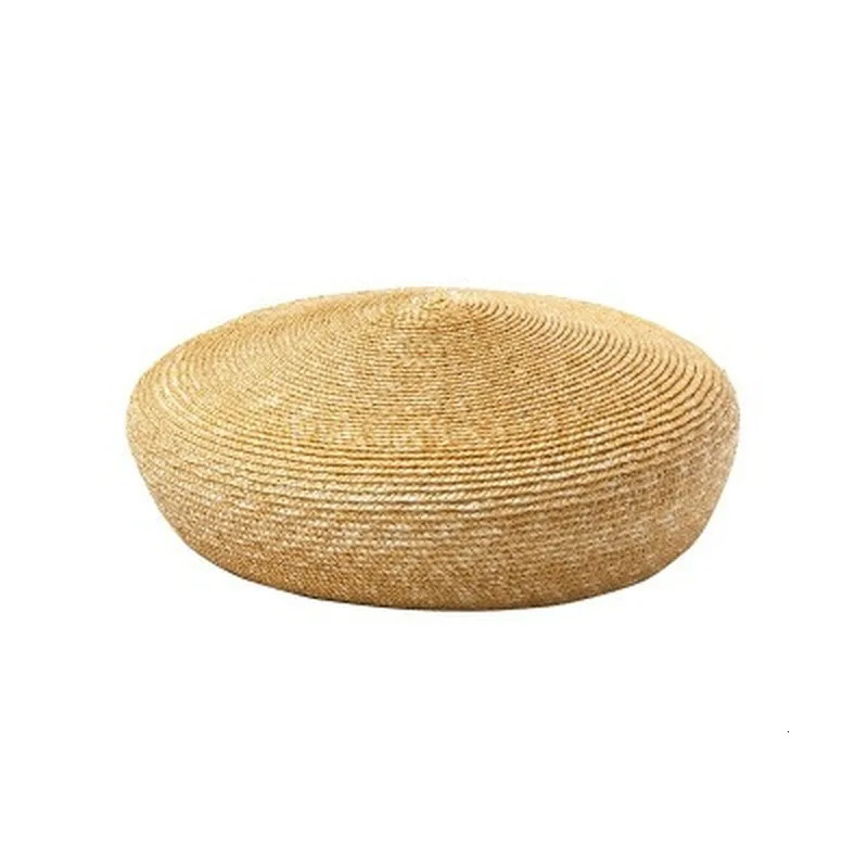 Spring and summer style delicate wheat straw hand-knitted beret fashion casual catwalk concave shape straw bud painter hat 250604