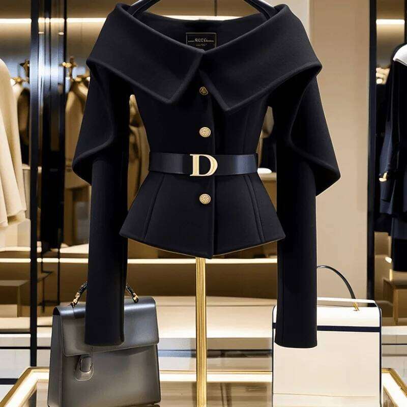 Fashion New For Women Black Long Sleeve Jacket 2024 Spring Autumn Elegant Slim Cardigan Single Breasted Coat Female Tops