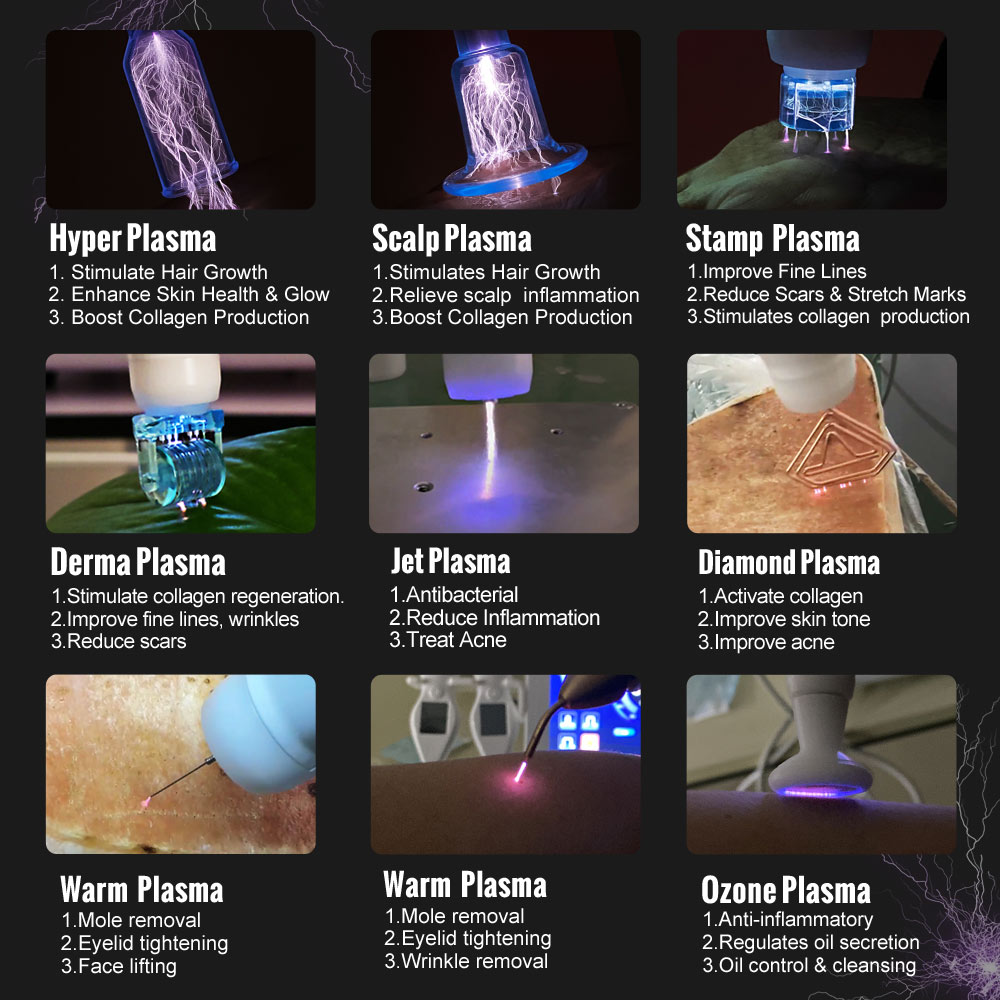 Beauty Salon Aesthetic Equipment Multifunctional 9 In 1 Fibroblast Cold Ozone Plasma Pen Machine High Frequency Spark Plasma For Acne Treatment Face R