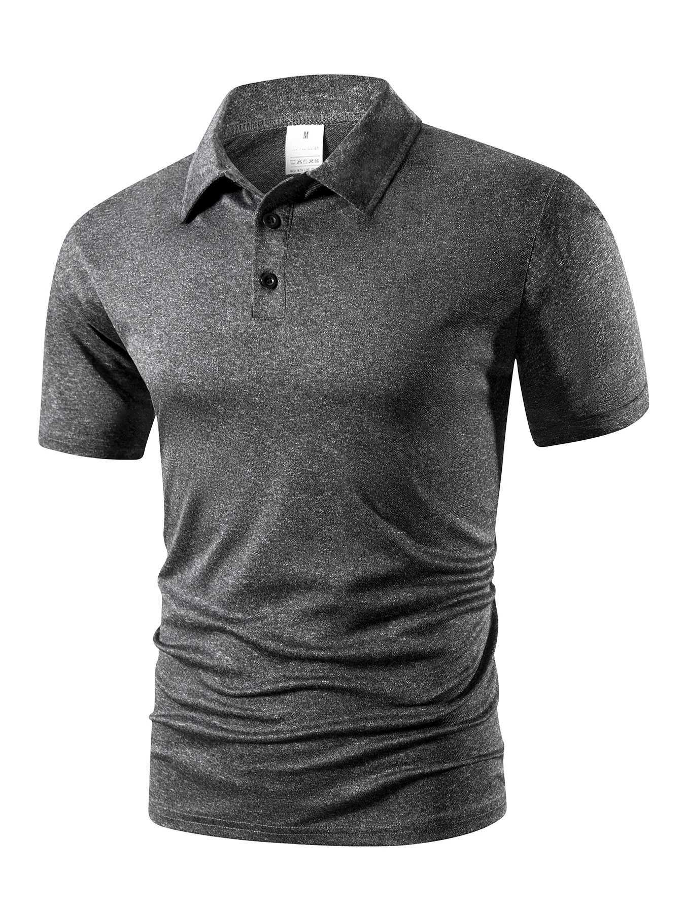 Summer Mens Short Sleeve Polo Shirt Solid Color Button T-shirts Lightweight Lapel Streetwear Men Breathable Basic Polo Shirt W250616
