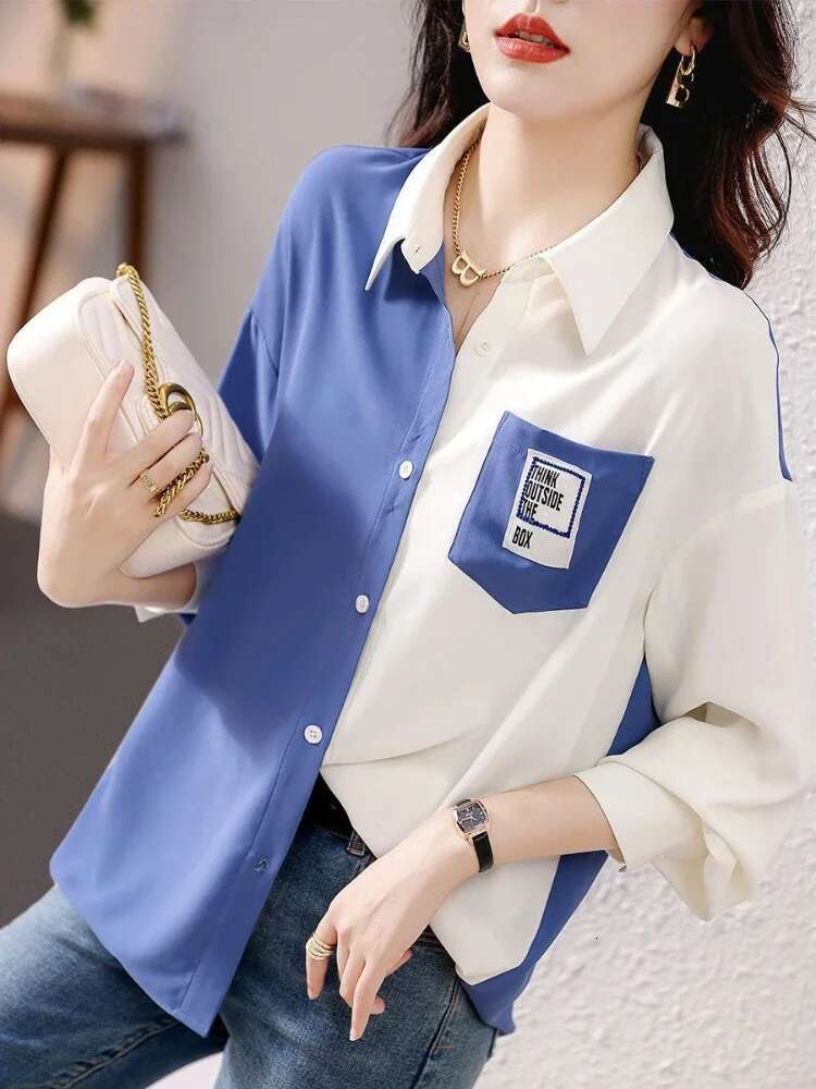 Spring and Woman Top Autumn Pattern with Designs V Neck Shirts Blouses for Women Korean Reviews Clothes Tunic 2025 S New Style