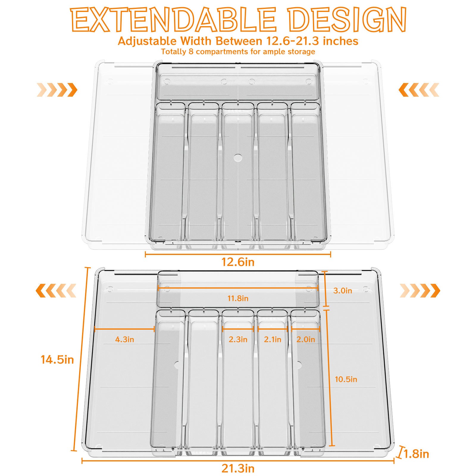 icedog Silverware Organizer for Kitchen Drawer Expandable Knives Spoons Cutlery Storage Solution Multipurpose Drawer Organizer (Fits Standard 12.6&quo
