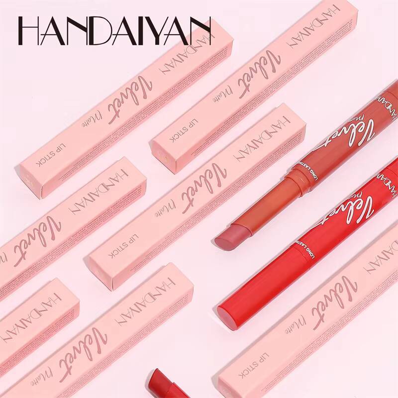 New 8 Colors Makeup Matte Lipstick Waterproof Long Lasting Lip Stick Sexy Red Pink Velvet Nude Lipsticks Make Up Woman Cosmetics happy