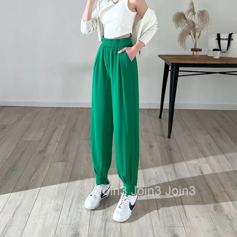 High Waist Female Trousers Korean Fashion Womens Pants With Pockets Chic and Elegant One Size Original Outfits Casual Quality G