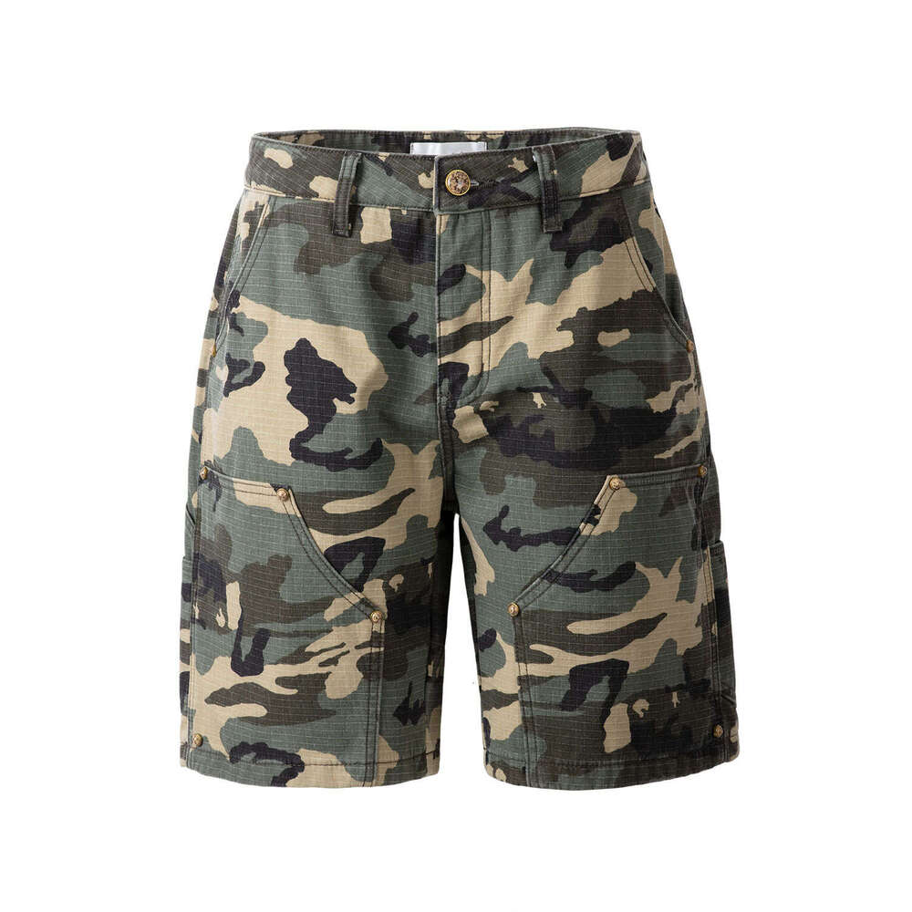 25FW Hip-Hop Streetwear Classic Cargo Pants Yellow Turquoise Camouflage Shorts Outdoor Men's Casual