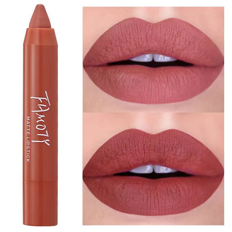 12 Colors Matte Pen Waterproof Velvet Nude Lipstick Pencil Sexy Red Brown Pigments Lips Makeup Long Lasting Lip Tint happy