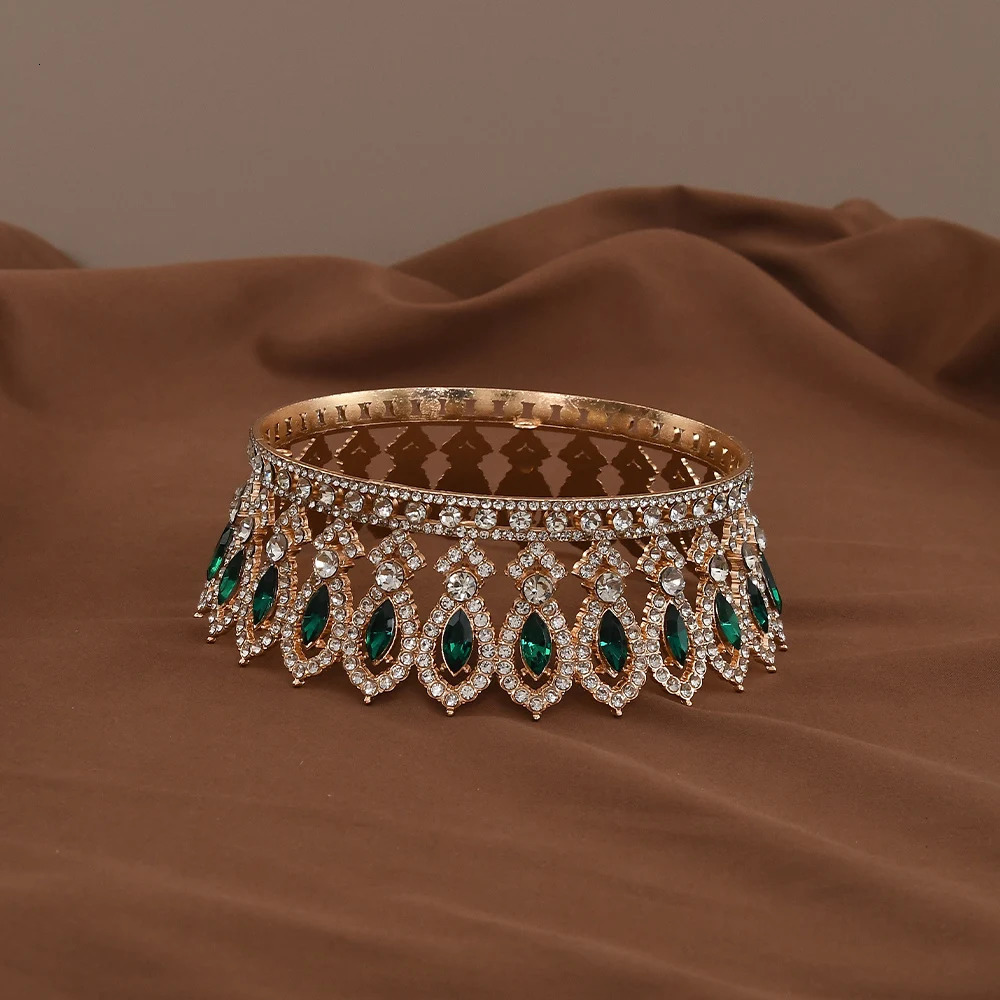 Vintage Crystal Crown Baroque Marquise Rhinestone Tiara Round Diadem Bridal Wedding Headdress Hair Jewelry Accessories 250603