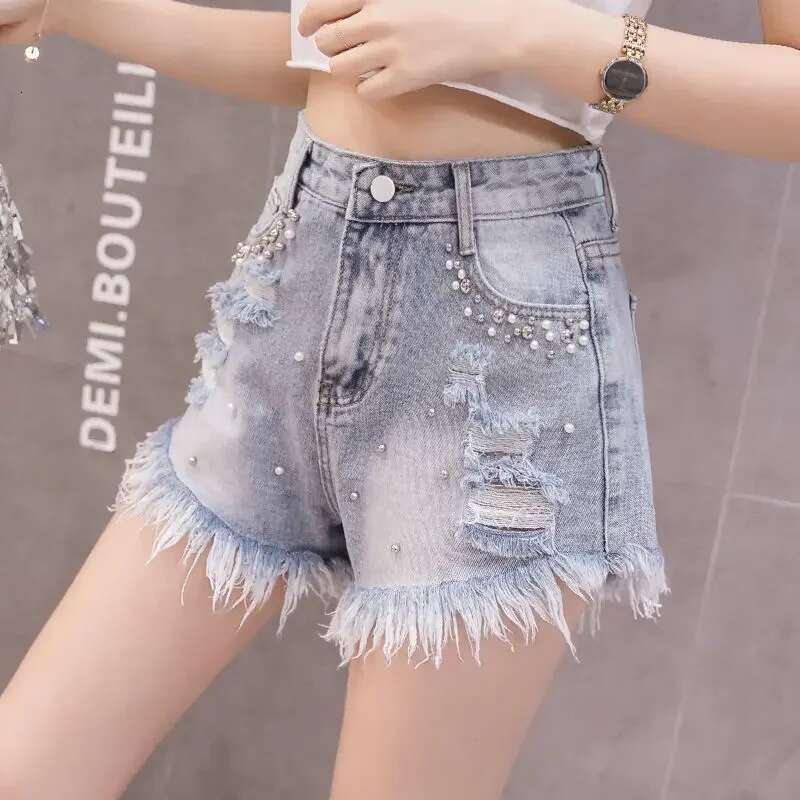 Wide Short Jean Pants Woman Summer Ripped Denim Shorts for Women Elegant Korean Style Harajuku Fashion Outdoor To Wear Jorts Hot