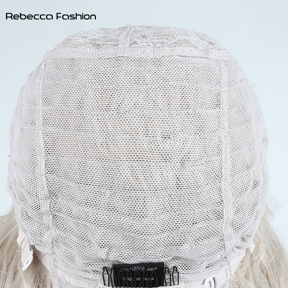 Recebba Fashion Front Body Wave For Women 32 Inch Honey Brown Ombre White Synthetic Lace Wig Cosplay Wigs