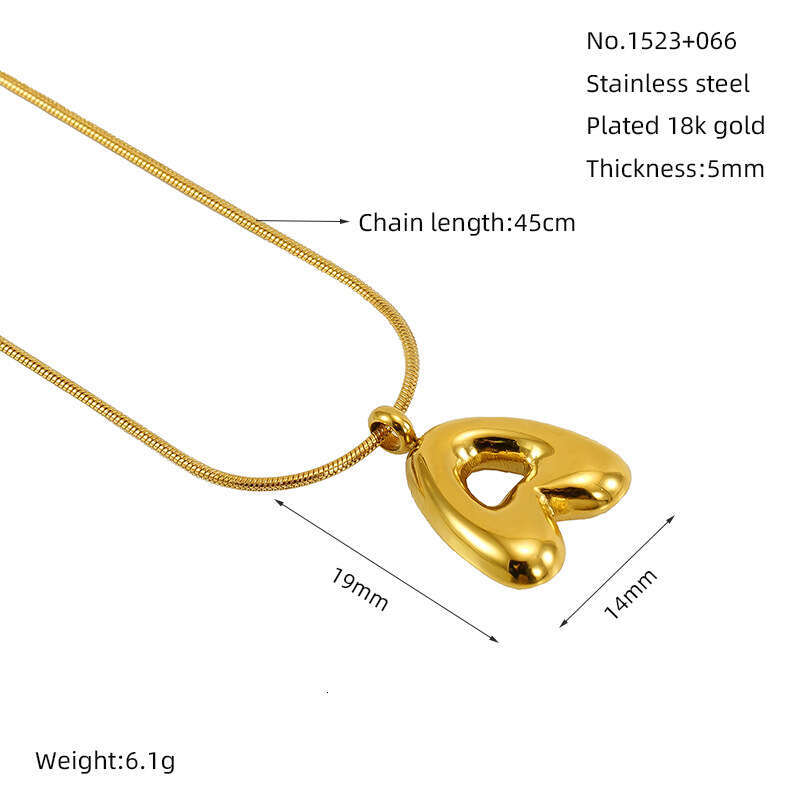 Hot Selling Bubble 26 English Letters Glossy Pendant Niche Versatile Gold-Plated Titanium Steel Necklace Jewelry with gift jewelry box