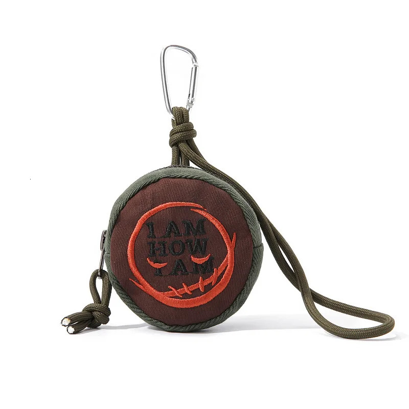 Unique Round Coin Purse Womens Bag Keychain Pendant Corduroy Embroidery Portable Headphones Car Key Bag Change Wallet 250614