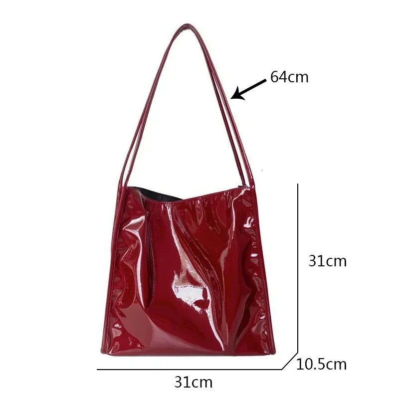 Fashion Patent Leather Women Shoulder Bags Vintage Female Casual Tote Handbags Large Capacity Ladies Shopping Bag 250614