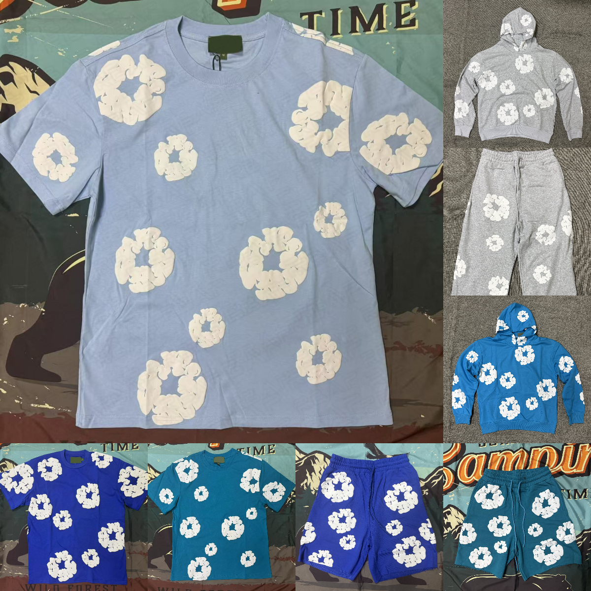 Designer high quality Hoodie Fashionable Design Foam Printed Letters Flower Jogger Casual Drawstring Pant Fashion Hip Hop Hooded designer t shirt short US Size S-XL