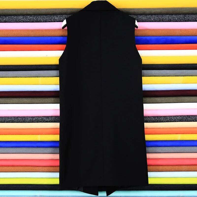 Women's Double Breasted Long Vest, Sleeveless Jacket, Korean Fashion, Spring Autumn, 2024