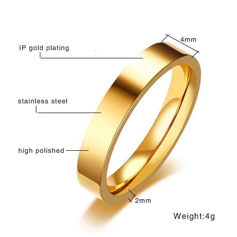 2mm 4mm 6mm 8mm Stainless Steel Wedding Ring for Women Flat Finger Rings Fashion Bijoux Femme Engagement Jewelry 250610