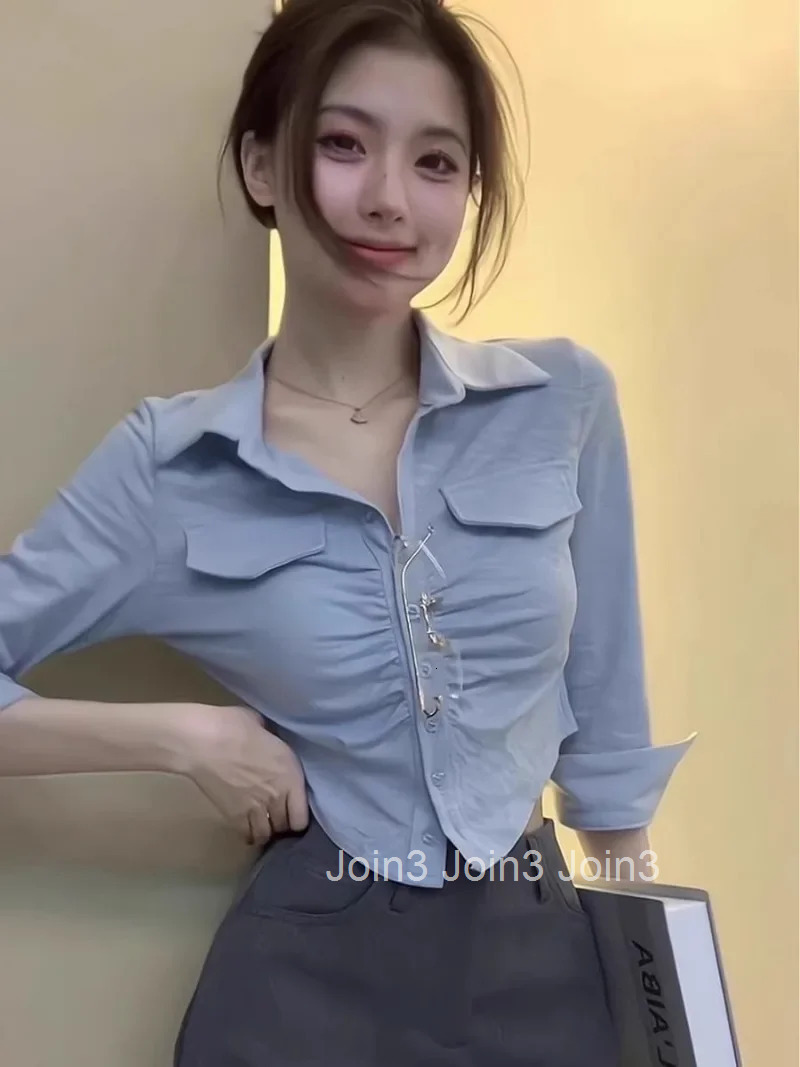 Summer Shirts Blouses for Women Blended Full Long Sleeve Y2k Fashion Woman Top Modern Korean Style New Collection 2025 Vintage