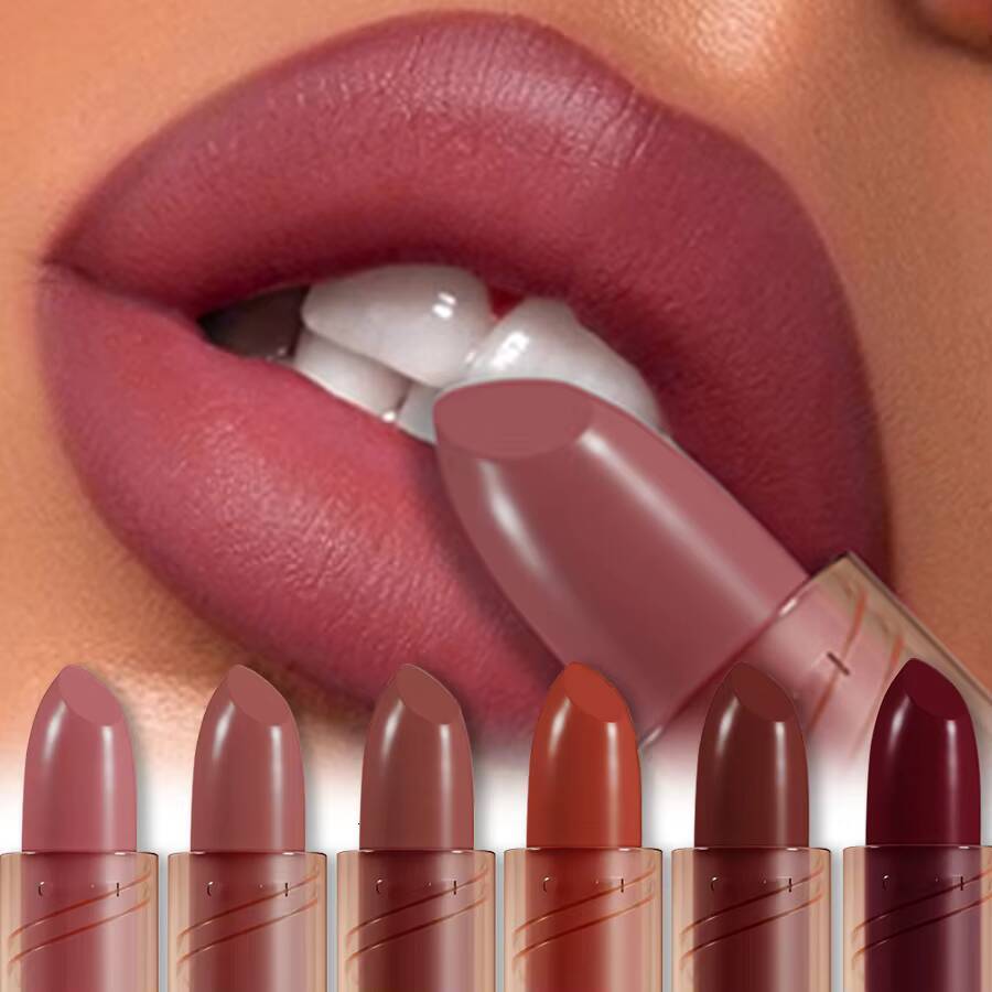 14-color Matte Lipstick Red Stick Waterproof Sexy Korean Makeup Tint Brown Pink Cosmetic Long Lasting Lip Gloss happy
