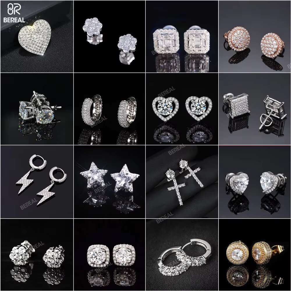 Wholesale 18K Gold Vvs Moissanite Flower Earrings Iced Out Fine 925 Sterling Silver Diamond Earring Jewelry Women