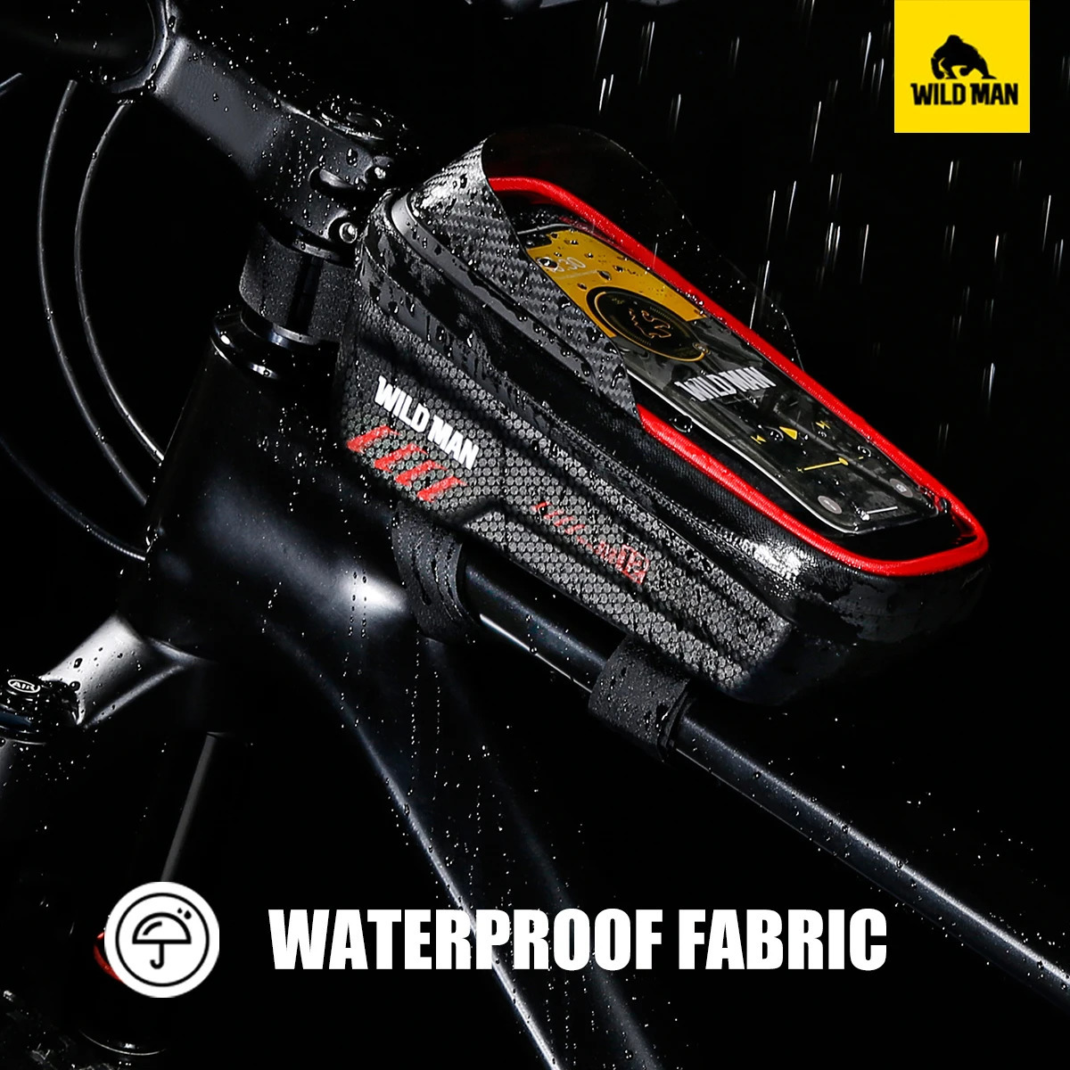 WILD MAN E12 Road Mountain Bicycle Bag EVA Hard Shell Waterproof Touch Screen Front Beam Bag Upper Tube Mobile Phone Saddle Bag 250610