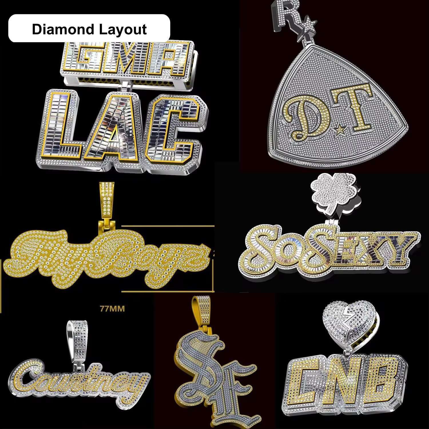 VVS D Moissanite Round Plate Name Necklace Custom Hook Personalized Design Iced Out Hip Hop 925 Sterling Silver Jewelry Factory
