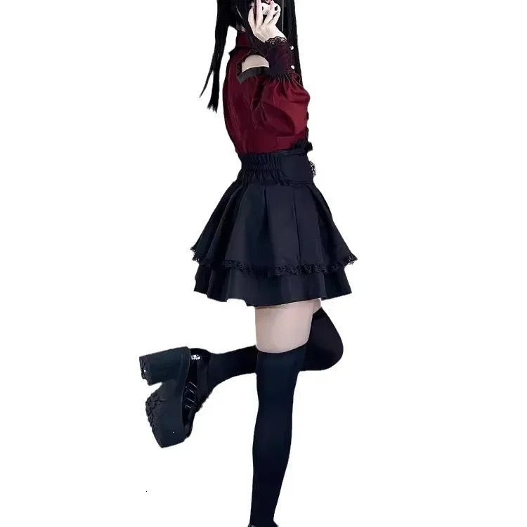 Sweet Heart Dull Black Womens 3Piece Set Trendy OffTheShoulder HighWaisted Half Skirt 2Piece Suit Fashionable 250609