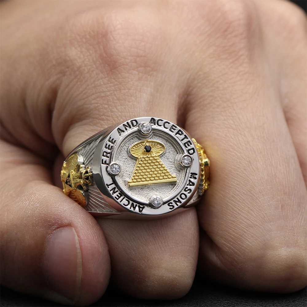 Designer Ancient Masonic All Seeing Eye Sterling Silver Ring Scottish Rite Symbol Jewelry 925 Silver High Quality Textured Meaningful Gift